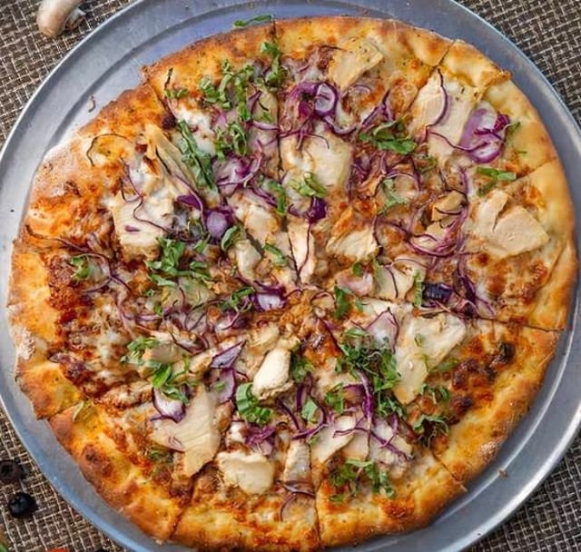 BBQ chicken pizza.